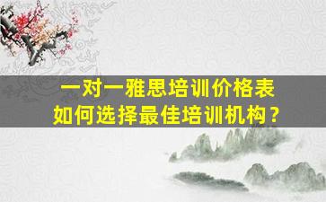 一对一雅思培训价格表 如何选择最佳培训机构？